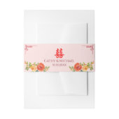 Oranje gele bloemen Chinese lenteverbruiloft voor  Uitnodigingen Wikkel (Voorkant Voorbeeld)