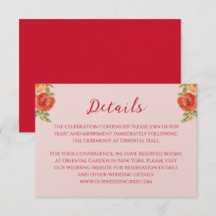 Oranje gele bloemen Chinese trouwgegevens Informatiekaartje