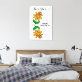 Oranje gele bloemen Liefde groeit 24 x 36 inch Canvas Afdruk (Insitu (Slaapkamer))