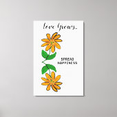 Oranje gele bloemen Liefde groeit 24 x 36 inch Canvas Afdruk (Voorkant)
