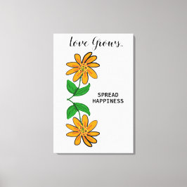 Oranje gele bloemen Liefde groeit 24 x 36 inch Canvas Afdruk