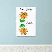 Oranje gele bloemen Liefde groeit 24 x 36 inch Canvas Afdruk (Insitu (Houten vloer))