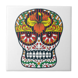 Oranje gele bloemen Mexicaanse suikerschedel Tegeltje