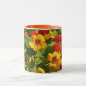 oranje gele bloemen, nasturiums, bloem, tuin mok (Midden)