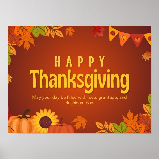 Oranje Gele Bloemen Thanksgiving Poster (Voorkant)