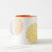 Oranje gele bloemen tweekleurige koffiemok (Voorkant links)