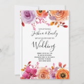 Oranje Gele Bloemige Herfst Bruiloft Kaart (Voorkant)