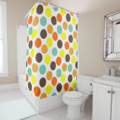Oranje, gele, bruine, blauwe Stippen Douchegordijn (In situ)