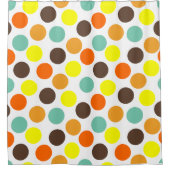 Oranje, gele, bruine, blauwe Stippen Douchegordijn (Voorkant)