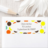 Oranje, gele, bruine, blauwe Stippen Etiket (Insitu)