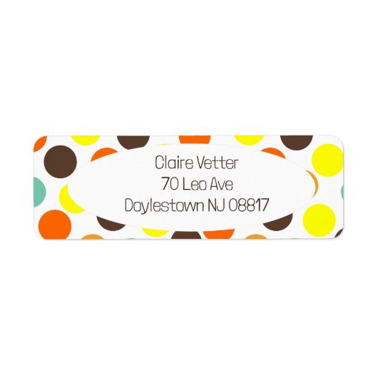 Oranje, gele, bruine, blauwe Stippen Etiket (Voorkant)