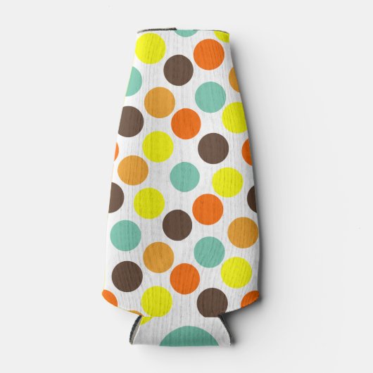 Oranje, gele, bruine, blauwe Stippen Flesjeskoeler (Voorkant)