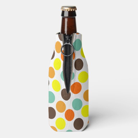 Oranje, gele, bruine, blauwe Stippen Flesjeskoeler (Fles Achterkant)