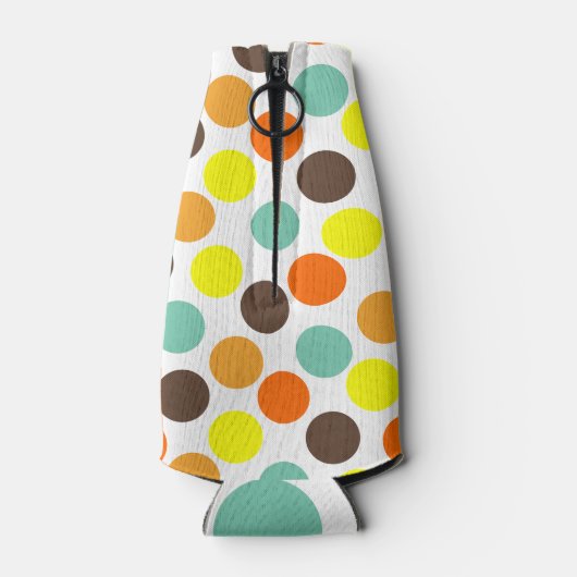 Oranje, gele, bruine, blauwe Stippen Flesjeskoeler (Achterkant)