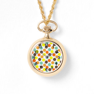 Oranje, gele, bruine, blauwe Stippen Horloge