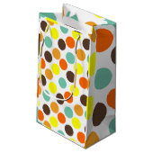 Oranje, gele, bruine, blauwe Stippen Klein Cadeauzakje (Achterkant Gekanteld)
