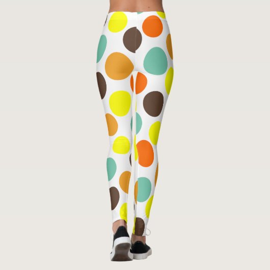 Oranje, gele, bruine, blauwe Stippen Leggings (Achterkant)