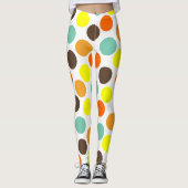 Oranje, gele, bruine, blauwe Stippen Leggings (Voorkant)