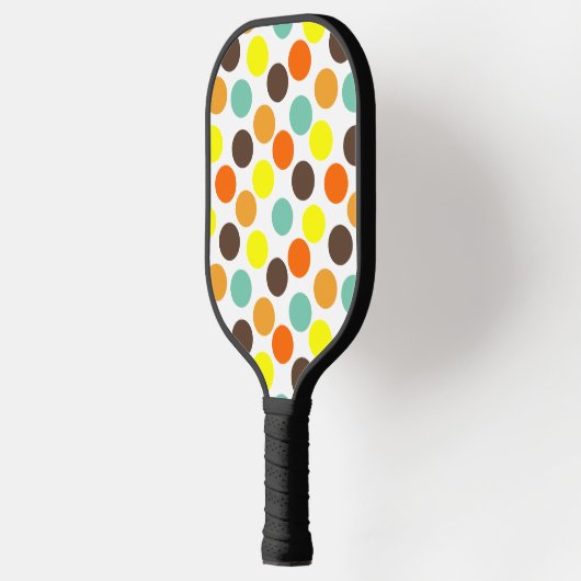 Oranje, gele, bruine, blauwe Stippen Pickleball Paddle (Links)