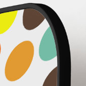 Oranje, gele, bruine, blauwe Stippen Pickleball Paddle (Links Detail)