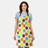 Oranje, gele, bruine, blauwe Stippen Schort (Gedragen)