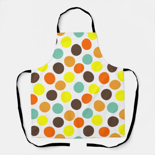 Oranje, gele, bruine, blauwe Stippen Schort (Voorkant)