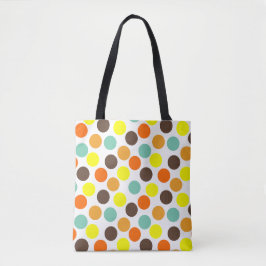 Oranje, gele, bruine, blauwe Stippen Tote Bag