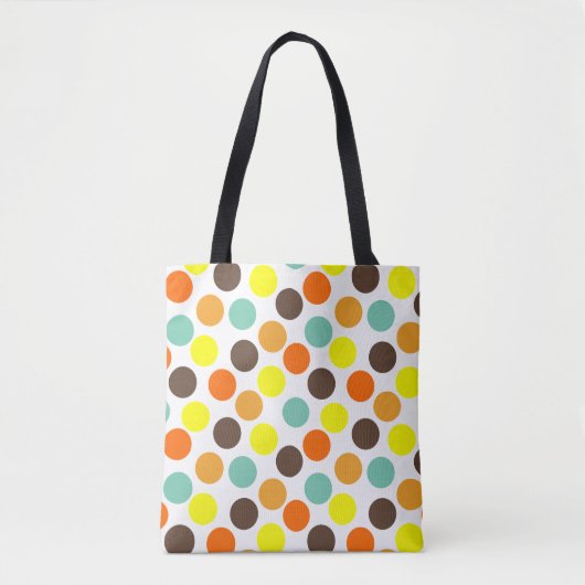 Oranje, gele, bruine, blauwe Stippen Tote Bag (Voorkant)