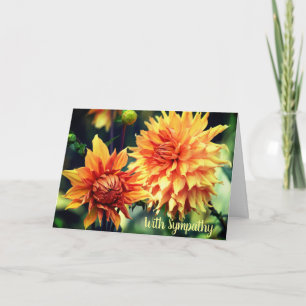 Oranje & gele dahlia bloemen met sympathie kaart
