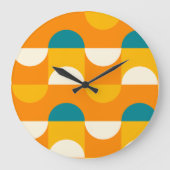 Oranje gele, donkere, Blauwgroen blauwgroene retro Grote Klok (Voorkant)