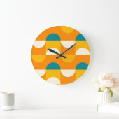 Oranje gele, donkere, Blauwgroen blauwgroene retro Grote Klok (Huis)