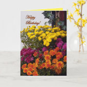 Oranje, Gele en Roze Mums, Gelukkige Verjaardag! Kaart (Gele Bloem)