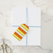 Oranje, Gele en Witte Strepen Cadeaulabel (Met Touw)