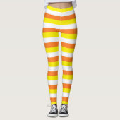 Oranje, gele en witte strepen leggings (Voorkant)