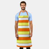Oranje, gele en witte strepen schort (Gedragen)