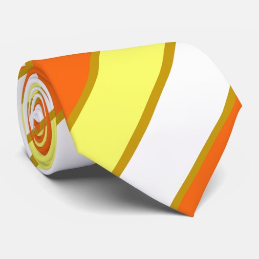 Oranje, gele en witte strepen stropdas (Opgerold)