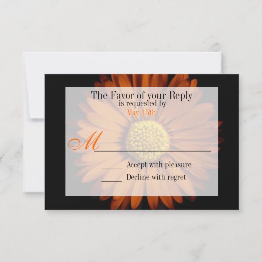 Oranje Gele Gerber Daisy Flower Wedding RSVP (Voorkant)