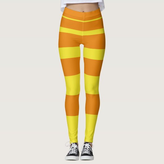 Oranje gele gestreept brander leggings (Voorkant)