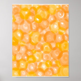 Oranje Gele Glanzende Bubbel Patroon Abstracte Poster