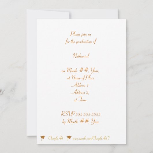 Oranje gele gradatiedop & tasseluitvindingen kaart (Achterkant)