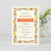 Oranje , gele griekse grens vrouwen verjaardag kaart (Staand voorkant)