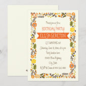 Oranje , gele griekse grens vrouwen verjaardag kaart (Voorkant / Achterkant)