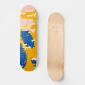 Oranje gele hemel Blauw lichtroze pellerverf Persoonlijk Skateboard (Voorkant)