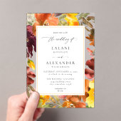 Oranje & Gele Herfst Bloemen Huwelijk -3 Acryl Uitnodigingen (Insitu (Draagbaar))