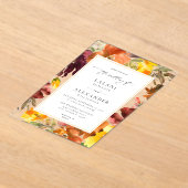 Oranje & Gele Herfst Bloemen Huwelijk -3 Acryl Uitnodigingen (Laagn)