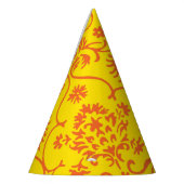 Oranje Gele Herfst Damask Halloween Party Pet Feesthoedjes (Links)