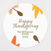 Oranje gele herfst happy thanksgiving familie toev labels (Design 2)