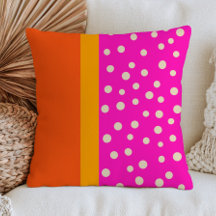 Oranje & Gele Kleurblokken met Witte Stippen Roze