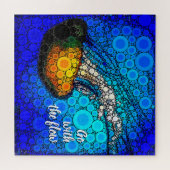 Oranje gele kwal in oceaan, ga met de Stroom Legpuzzel (Horizontaal)