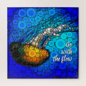 Oranje gele kwal in oceaan, ga met de Stroom Legpuzzel (Verticaal)